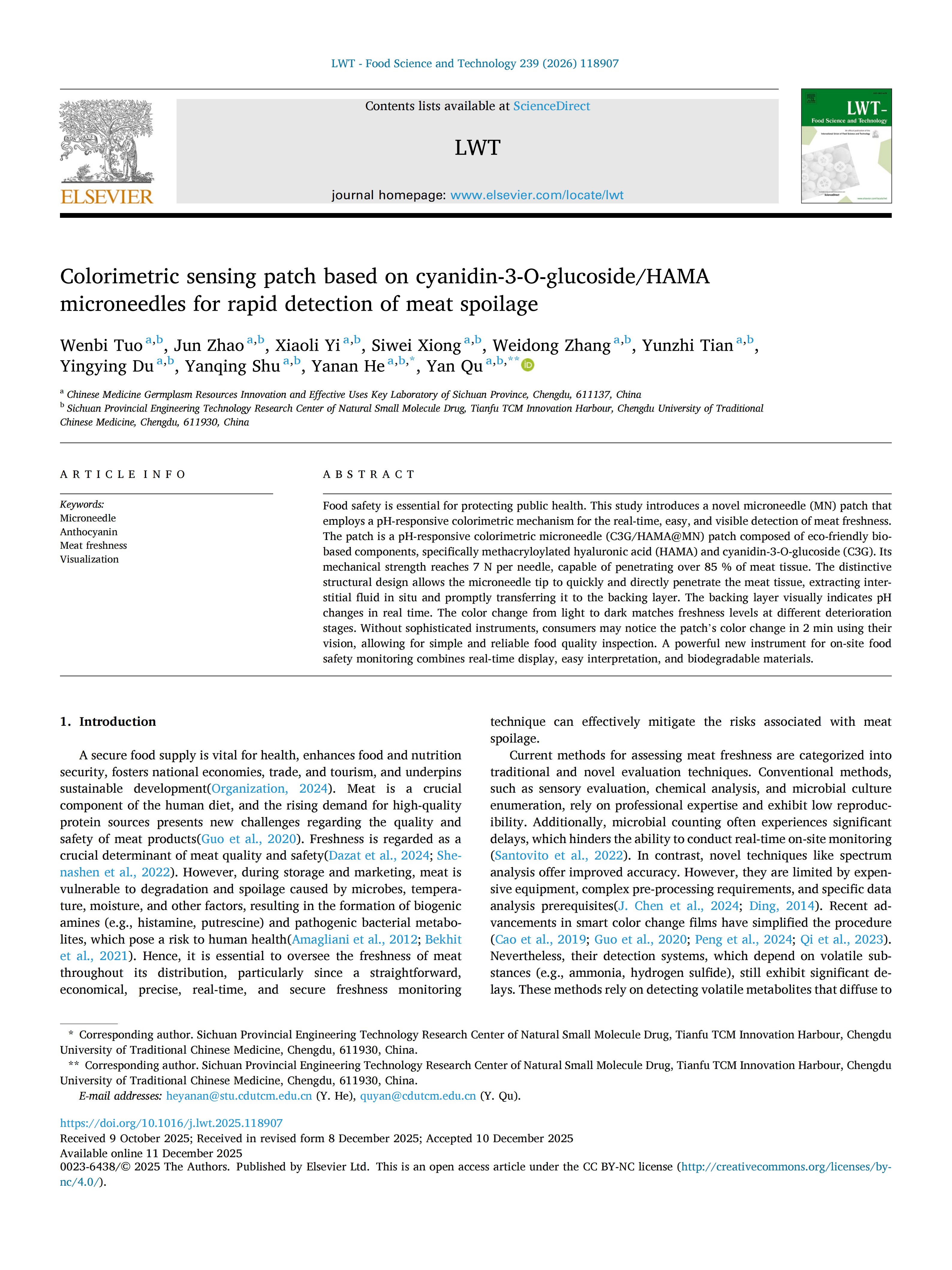 Colorimetric sensing patch based on cyanidin-3-O-glucoside/HAMA ...
