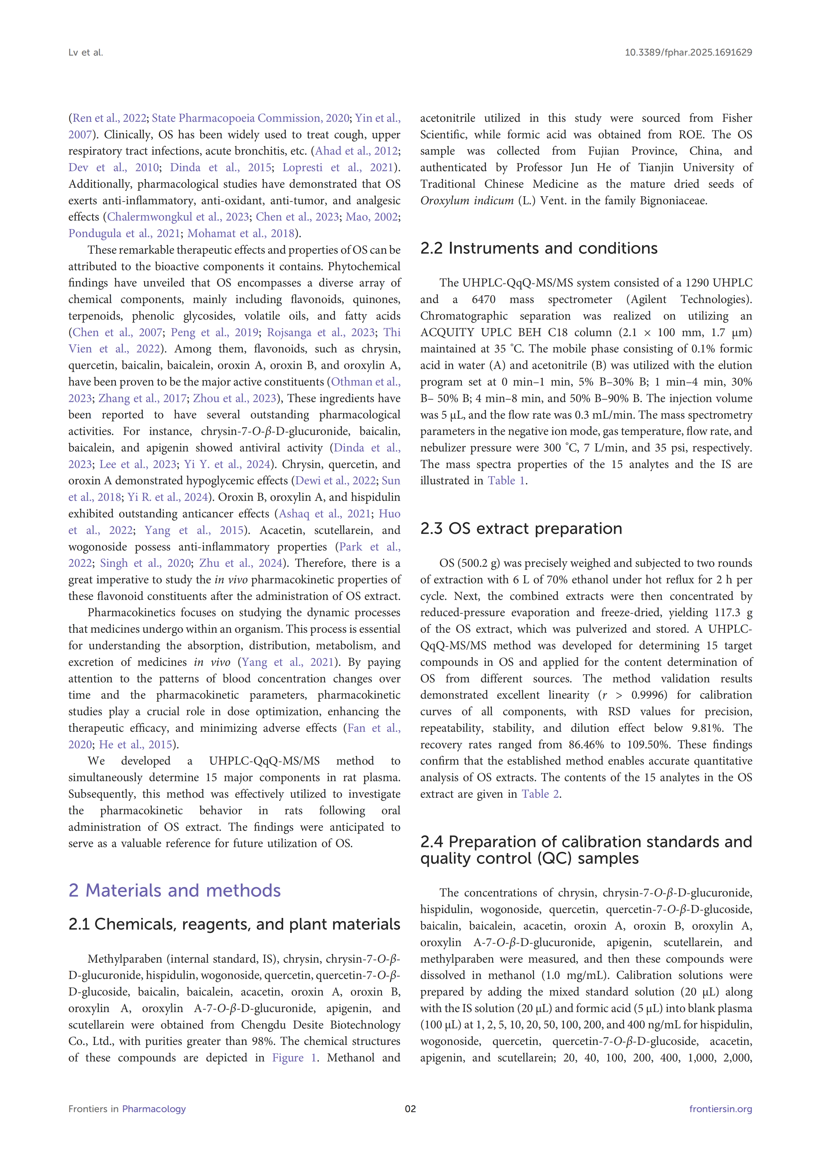 Development and validation of a UHPLC-QqQ-MS/MS method for simultaneous ...